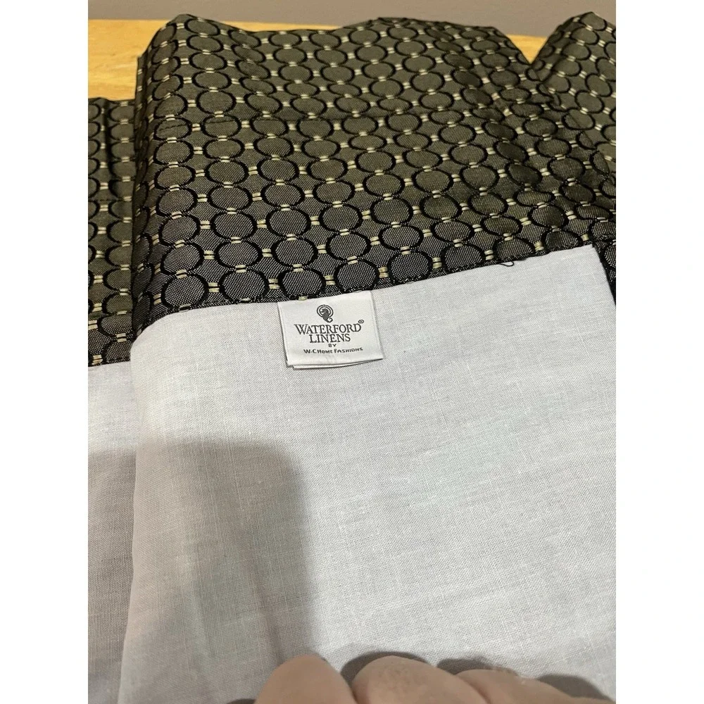 Waterford Linen Valance Black Gold Circles Modern 55x18
